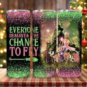 Musical Movie 2024 20oz Skinny Tumbler Wrap Png, Defying Gravity 20oz Coffee Tumbler Wrap Png, Witches Movie Tumbler Wrap Png