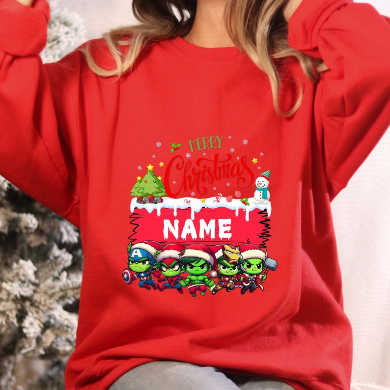 Christmas Custom Kid's Name Png, Superhero Christmas PNG, Boys