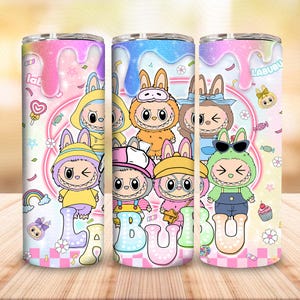 Funny Cartoon Character Tarot Card Wrap Design  Png, Trending Pink Cartoon Character 20oz Skinny Tumbler PNG, Gift for Kids