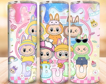 Funny Cartoon Character Tarot Card Wrap Design  Png, Trending Pink Cartoon Character 20oz Skinny Tumbler PNG, Gift for Kids