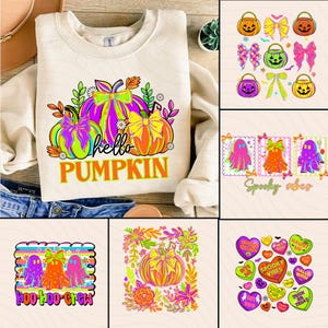 Neon Halloween Png Bundle, Spooky Season Png, Boo Ghost Coquette Png, Pumpkin Halloween Png, Preppy Halloween Png,Retro Halloween Ghosts png