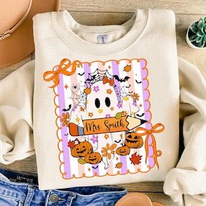 Benutzerdefinierte Halloween Lehrer Gruselige Png, Halloween Png, Süßer Geist Png, Gruselige Saison Png, Retro Halloween Png, Preppy Lehrer Png Sublimation