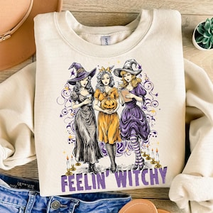 Retro Feeling Witchy Png, Girls Will Be Girls Witch Png, Halloween Women Png, Witchy Vibes Png, Halloween Girls Png, Witches Halloween Png