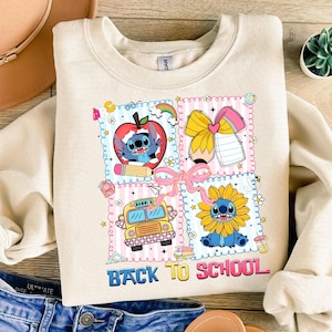 Lustige Kinder zurück in die Schule Png, Blau Alien Charakter Png, Retro Jungen Mädchen Erster Schultag Cartoon Png, Trendy Lehrer Shirt Design