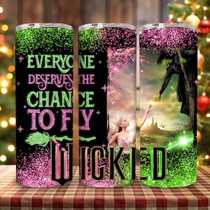 Musical Movie 2024 20oz Skinny Tumbler Wrap Png, Defying Gravity 20oz Coffee Tumbler Wrap Png, Witches Movie Tumbler Wrap Png