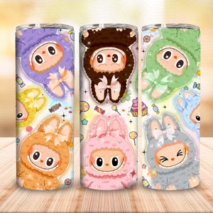 Funny Cartoon Character Wrap Design  Png, Trending Pink Cartoon Character 20oz Skinny Tumbler PNG, Doll Cartoon 20oz Skinny Tumbler Wrap Png