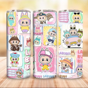 Funny Cartoon Wrap Design, Trending Cartoon Friends Character 20oz Skinny Tumbler PNG, Doll Cartoon 20oz Skinny Tumbler Wrap Png
