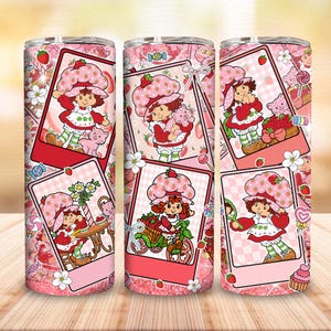Strawberry Girl 20oz Skinny Tumbler Wrap, Cartoon 80s Tumbler 20 Oz Png, Strawberry Catoon Tumbler Png, Strawberry Tumbler Gift for Friends