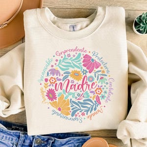 Spanish Mothers Day Png, Retro Madre Png, Boho Floral Mama Png, Mothers Day Png, Retro Mama Png, Mamá Latina Png