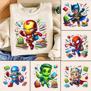 6 Cartoon Back To School Png Bundle, Funny Cartoon Png, Cartoon Friends Png, Back To School Png, 2024 School Png, Superhero Png