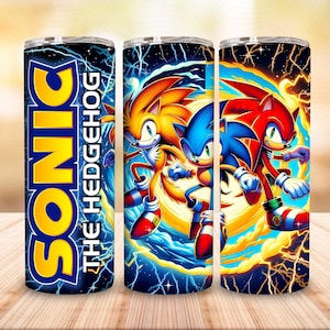 Three Hedgehog Characters Tumbler Wrap, Speedster Tumbler, Hero Video Game Tumbler Design, 20oz Gaming Tumbler, Superheroes Character