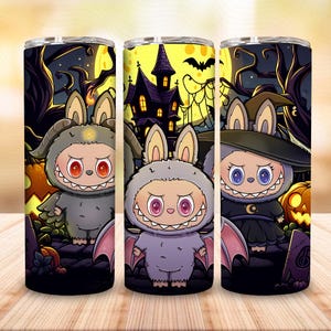 Funny Cartoon Character Tumbler Design Png, Monster Doll Halloween Tumbler Wrap, Trending Pink Cartoon Character 20oz Skinny Tumbler PNG