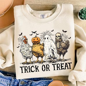 Funny Spooky Chicken Png, Retro Halloween Chicken Png, Chick Or Treat Png, Trendy Halloween Shirt Design, Spooky Season Png, Pumpkin Png