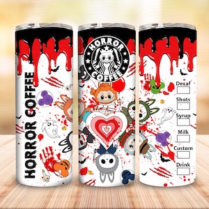 Monster Doll Halloween Tumbler Wrap Png, Funny Cartoon Character Tumbler Design Png, Trending Pink Cartoon Character 20oz Skinny Tumbler PNG