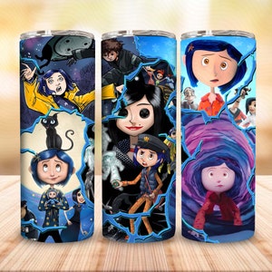 Halloween Horror Movie 20oz Tumbler Design Png, Halloween Character Straight Tumbler Design, Button Eyes Halloween Tumbler Png