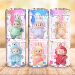 Funny Cartoon Character Wrap Design  Png, Trending Pink Cartoon Character 20oz Skinny Tumbler PNG, Doll Cartoon 20oz Skinny Tumbler Wrap Png