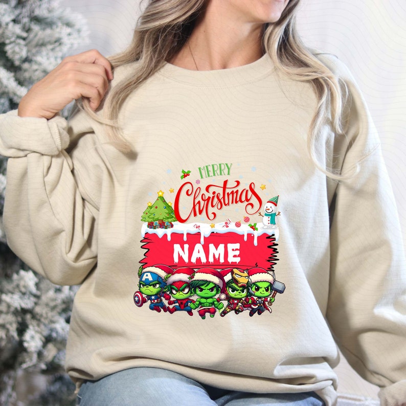 Christmas Custom Kid's Name Png, Superhero Christmas PNG, Boys