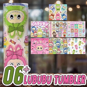 Paquete de diseño de envoltura de personaje de dibujos animados divertidos PNG, vaso delgado de 20 oz con personaje de dibujos animados de tendencia PNG, vaso de regalo para niños PNG