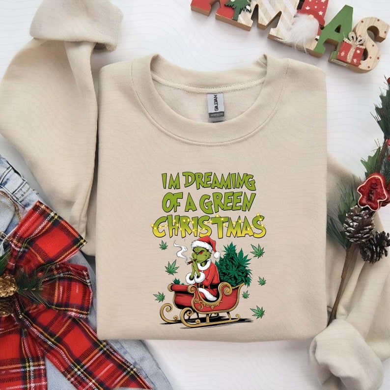 Dreaming of Green Christmas Png, Xmas Cannabis Png, Holiday Marijuana