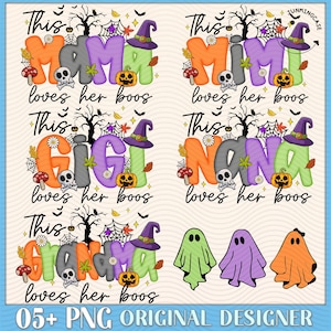 Bundle This Mama Loves Her Boos Png, Preppy Halloween Mama with Kids name, Spooky Mama Png, Custom Halloween Mama Png, Cute Ghost Png