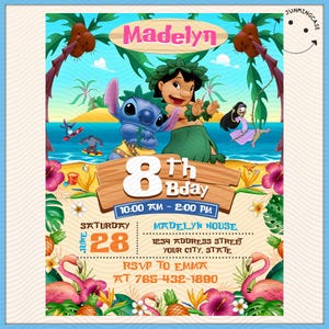 Blue Monster Birthday Party Invitation Template, Party Canva For Kid, Cartoon Movie Bday Canva Template, Editable Cartoon Bday Canva Design