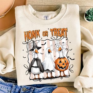 Honk or Treat Halloween Goose PNG, Fall Shirt Png, Spooky Goose png, Retro Halloween Png, Cute Goose Witchy Halloween Png Design