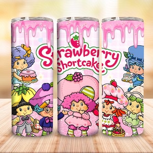 Diseño de envoltura para vaso con diseño de carta del tarot de una dulce niña, vaso delgado de 20 oz con fresas y amigos, regalo para niños