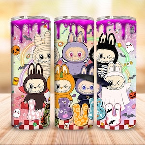 Monster Doll Halloween Tumbler Wrap, Funny Cartoon Character Tumbler Design Png, Trending Pink Cartoon Character 20oz Skinny Tumbler PNG