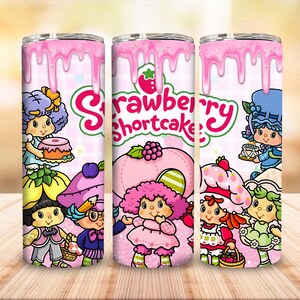 Diseño de envoltura para vaso con diseño de carta del tarot de una dulce niña, vaso delgado de 20 oz con fresas y amigos, regalo para niños