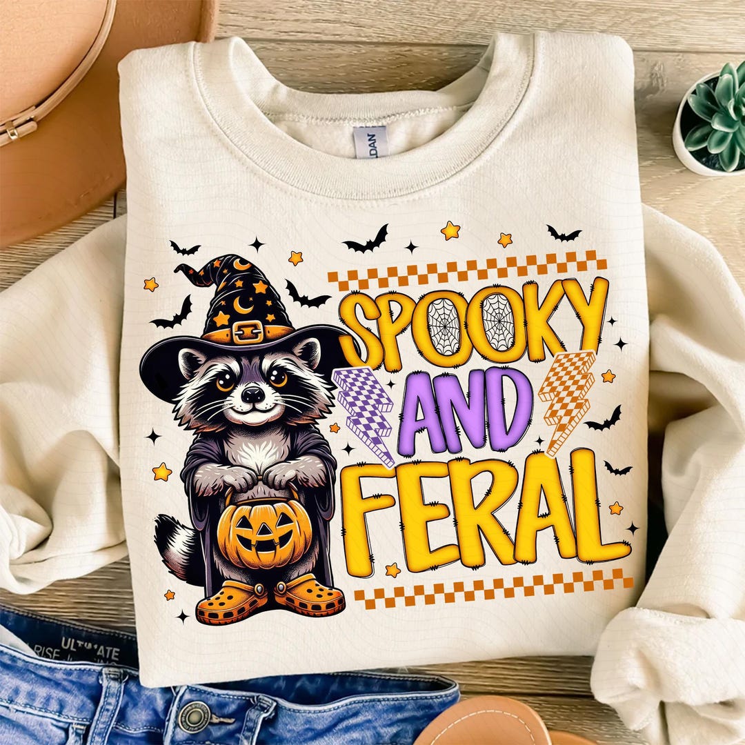 Spooky and Feral Raccoon Png, Trendy Halloween Png, Funny Halloween ...