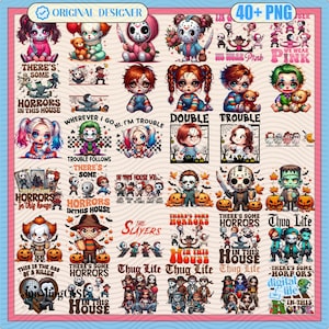 Chibi Killer Halloween Png Bundle, Heart Halloween Png, Movie Killers Png, Scary Halloween Movie Png, Horror Movie Png