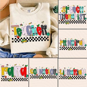 Custom Preppy Teacher/Para/Counselor/Librarian Back to School Bundle PNG, Custom Teacher Coquette First Day of School Png, Girly Pink Bow