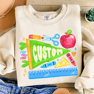 Custom Name Back to School Pennant PNG file, Coquette Girl Name png, Name Pennant png, Boho Floral Teacher Png, Brushstroke, School Girl Png