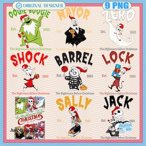 Bundle Retro Christmas Cartoon Friends Png, Snow Holiday png, Cute Cartoon Characters Png, Nightmare Christmas Movie Png, 90’s Christmas Png