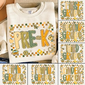 Retro Back To School Boys Png Bundle, Old Camo Kindergarten Design, First Day Of School Png, Pre-K To Fifth Grade Png, Trendy School Boy Png