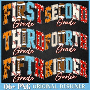First/Second/Third Grade Boy Back To school Bundle png, Baseball Basketball, Sport School, Preppy Kids, Kindergarten, 1st day of school Png