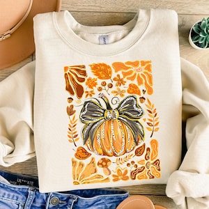 Glitter Fall Floral Pumpkin, Boho Autumn Pumpkin Png, Retro Fall Png, Floral Fall Pumpkin Png, Fall Sublimation, Autumn Pumpkin Shirt Design