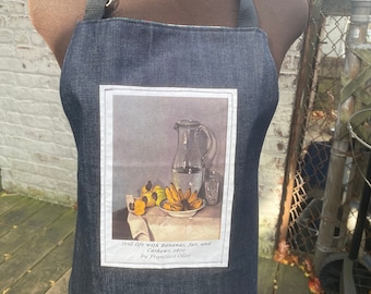 Boricua Apron with Puerto Rican art, Francisco Oller, Artist Apron, Chef Apron, Puerto Rican Artist, Denim Apron