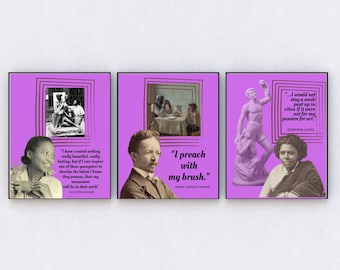 African American Artists Quotes Printable Bundle, Augusta Savage, Henry Ossawa Tanner, Edmonia Lewis, Digital Download (Set of 3)