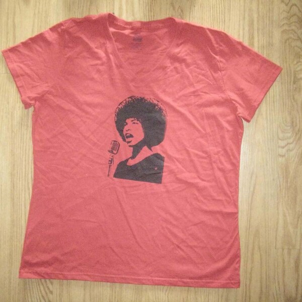 T-Shirt, Angela Davis  Black Panther Party Activist, Screen Print, XX-Large, Red