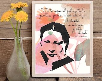 Julia de Burgos Quote Printable Wall Art, Puerto Rican Poet Art for the Proud Boricua