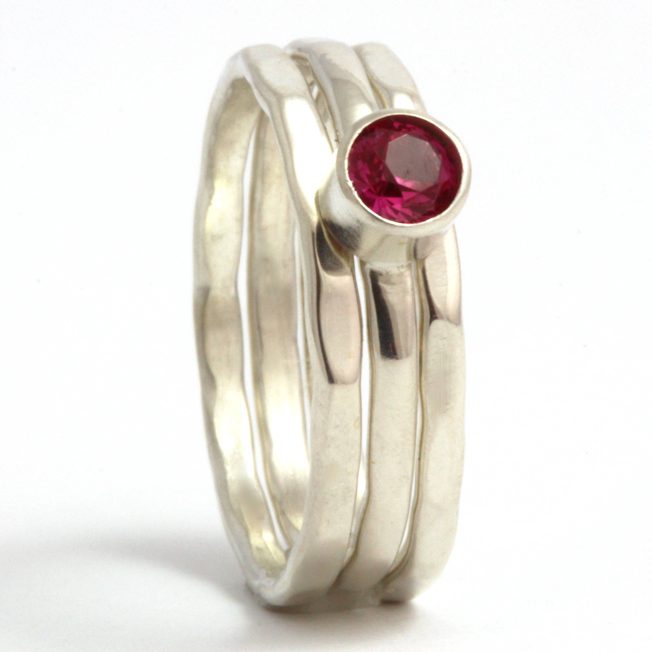Stackable Rings, Sterling Silver Rings, Stacking Rings, Ruby Stacking ...