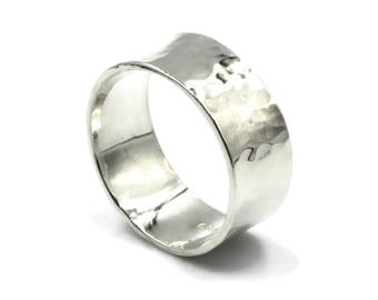 Sterling Silver Ring, Silver Ring Women, Unisex Ring, Men's Ring, Silver Ring Men, Hammered Ring, Wide Silver Ring, Wide Band Ring