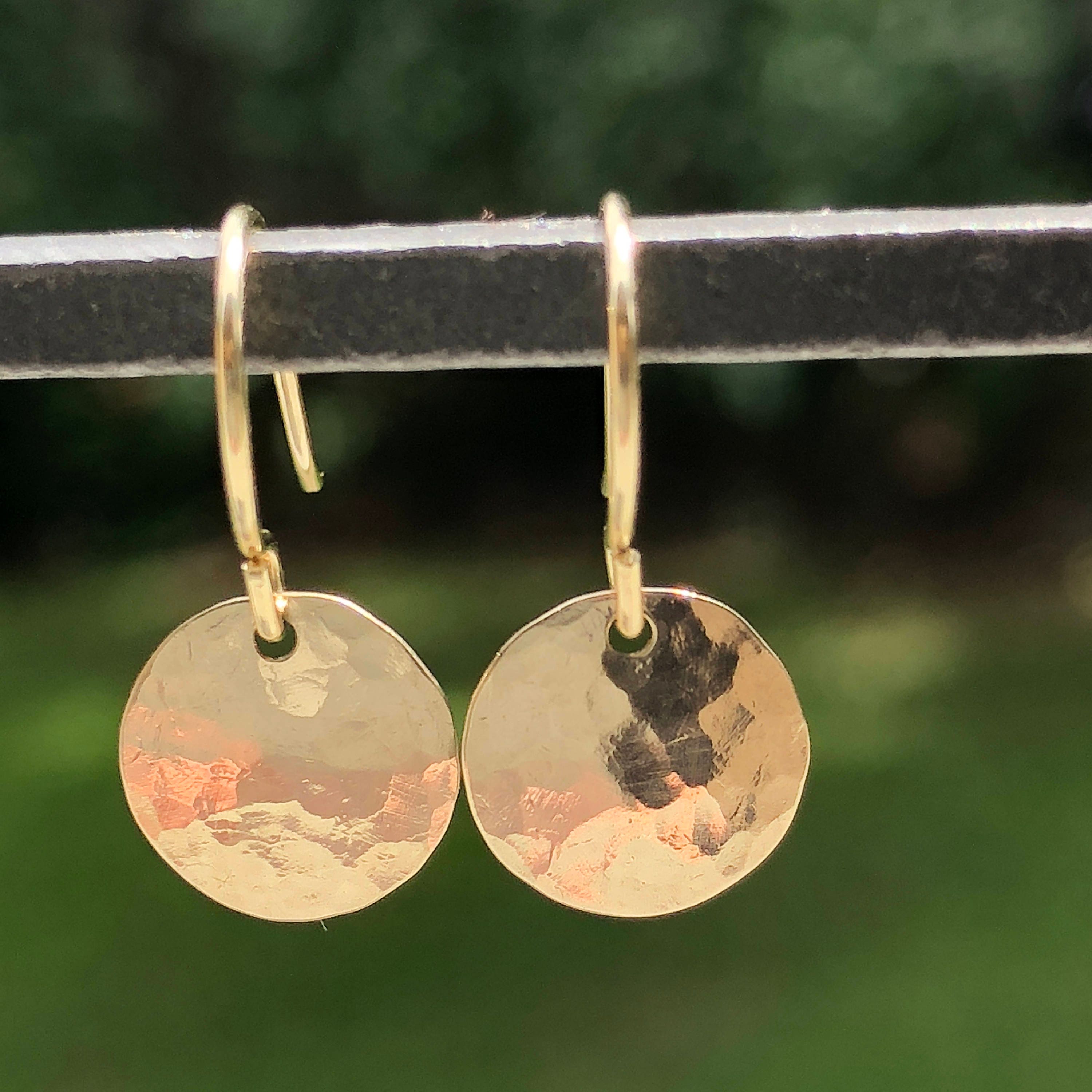 9mm Gold Disc Earring Solid Gold Earring 14k Gold Earring Gold Etsy