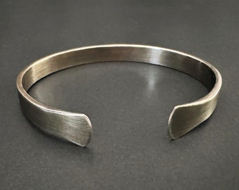 Sterling Silver Men's Cuff Bracelet, Open Wrist Cuff for Men & Women, Personalized Engraving, Silver Torque Bangle, Gift for Men, Boyfriend