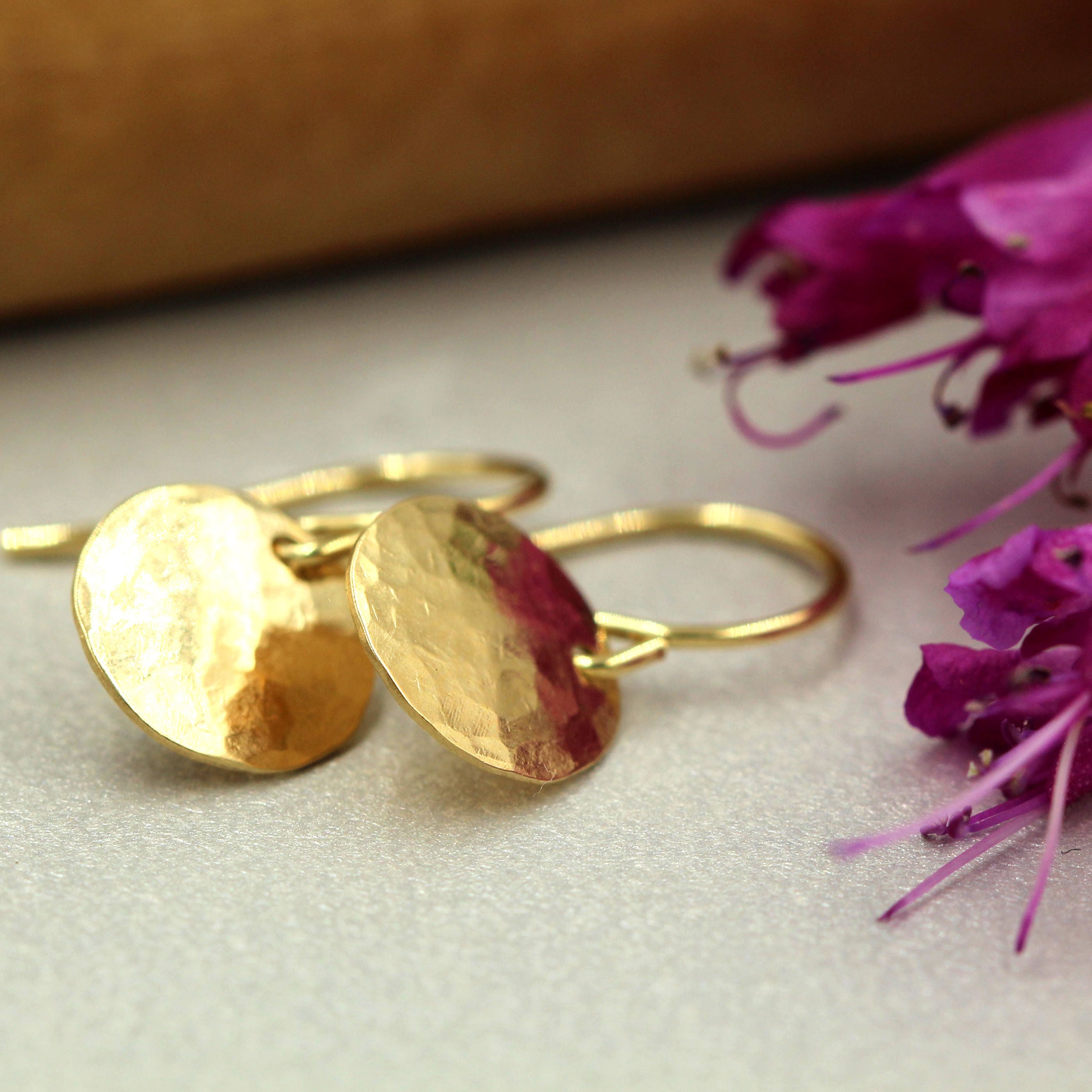 9mm Gold Disc Earring Solid Gold Earring 14k Gold Earring Gold Etsy