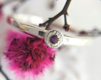 Dainty Sterling Silver Amethyst Ring, Gemstone Stacking Ring, February Birthstone Ring, Unique Rings for Women Gifts for Her