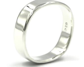 Anillo de plata de ley de 6 mm: anillo de bodas sencillo de 925 para hombre y mujer