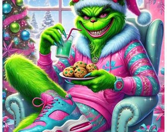 Pink & Blue Grinch Clipart, Christmas Grinch PNG, Grinch Clipart, Grinch PNG, Holiday Clipart, Holiday PNG, Greeting Card Clipart,