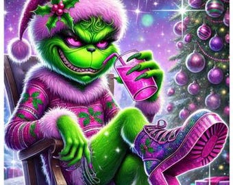 Purple & Green Christmas Grinch Clipart, Christmas Clipart, Christmas PNG, Holiday PNG, Holiday Clipart, Greeting Card Clipart, Grinch PNG